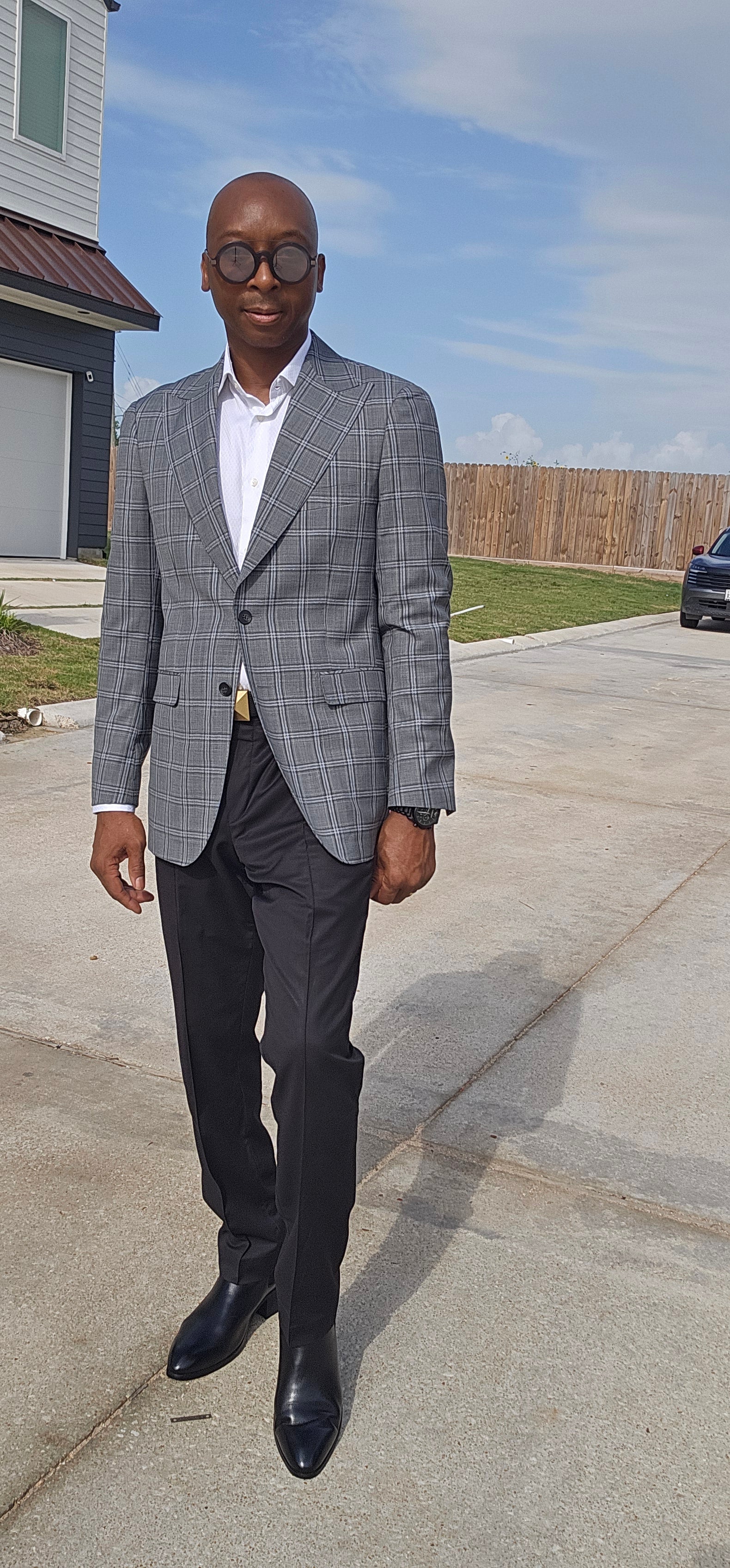 Men’s Luxury Grey Plaid Blazer.