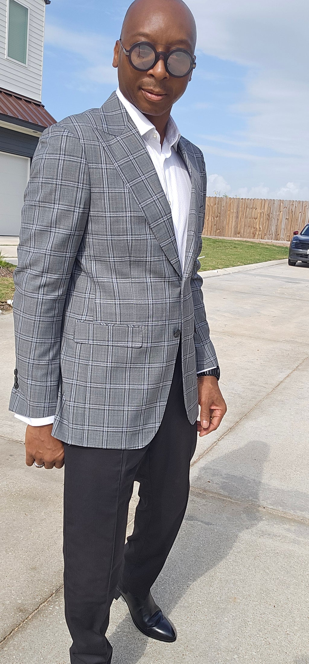 Men’s Luxury Grey Plaid Blazer.