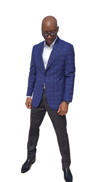 Premium Men’s Blue Navy Checkered Blazer