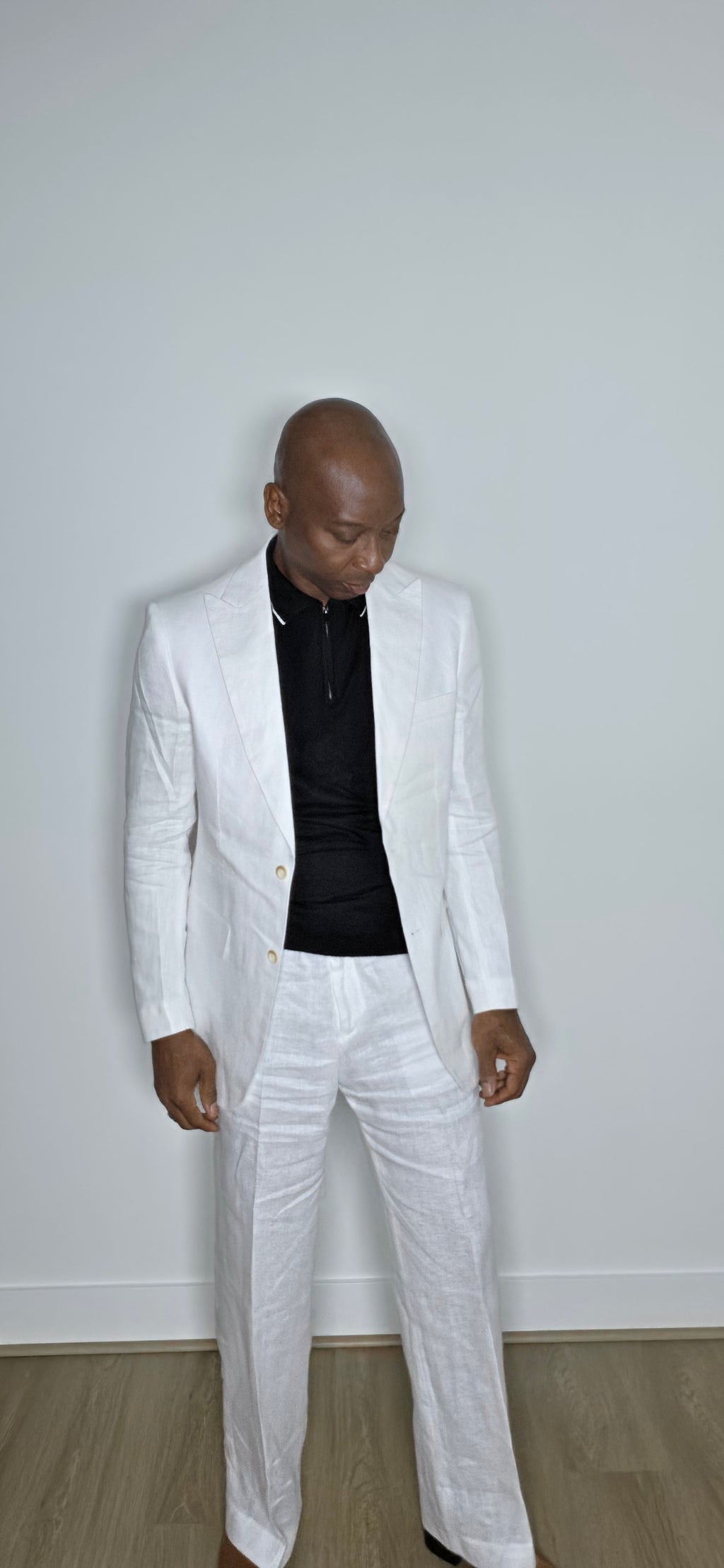Two Button White Linen Suit