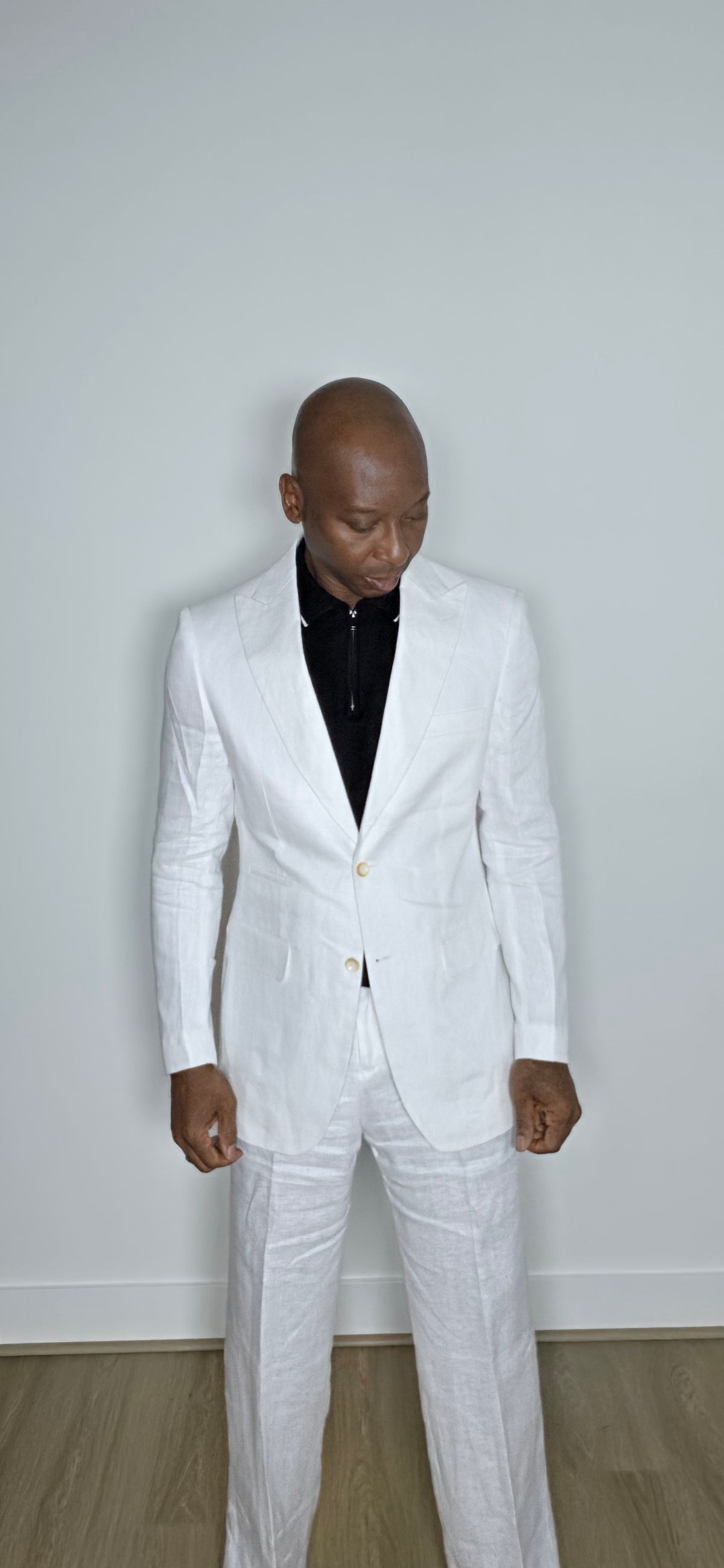 Two Button White Linen Suit