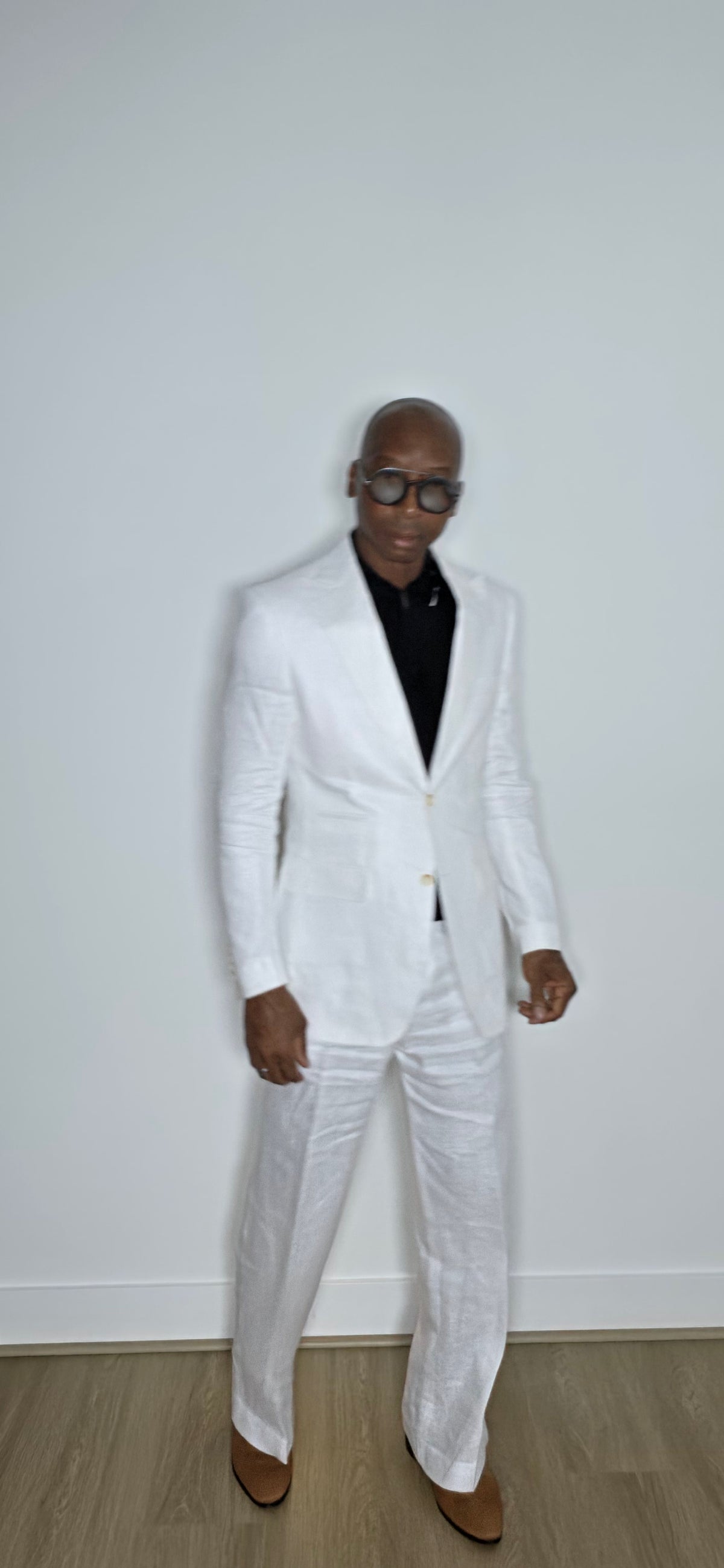Two Button White Linen Suit