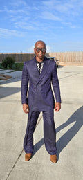 Navy Linen Double Breasted Suit