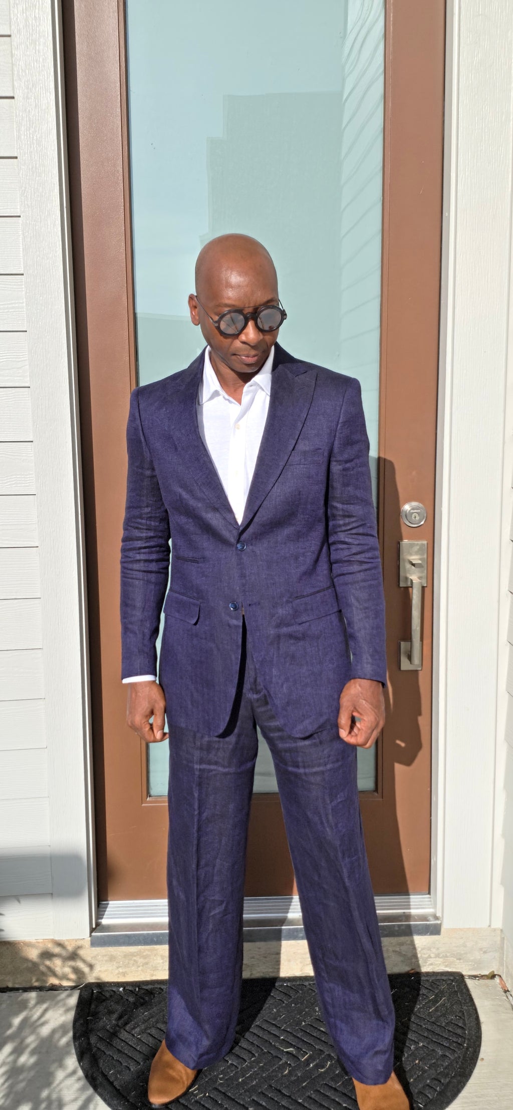 Navy Linen Suit
