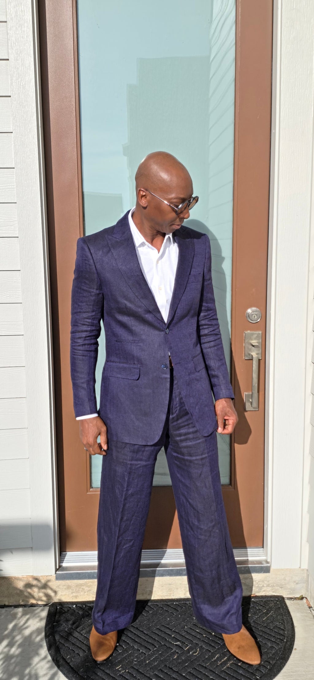 Navy Linen Suit