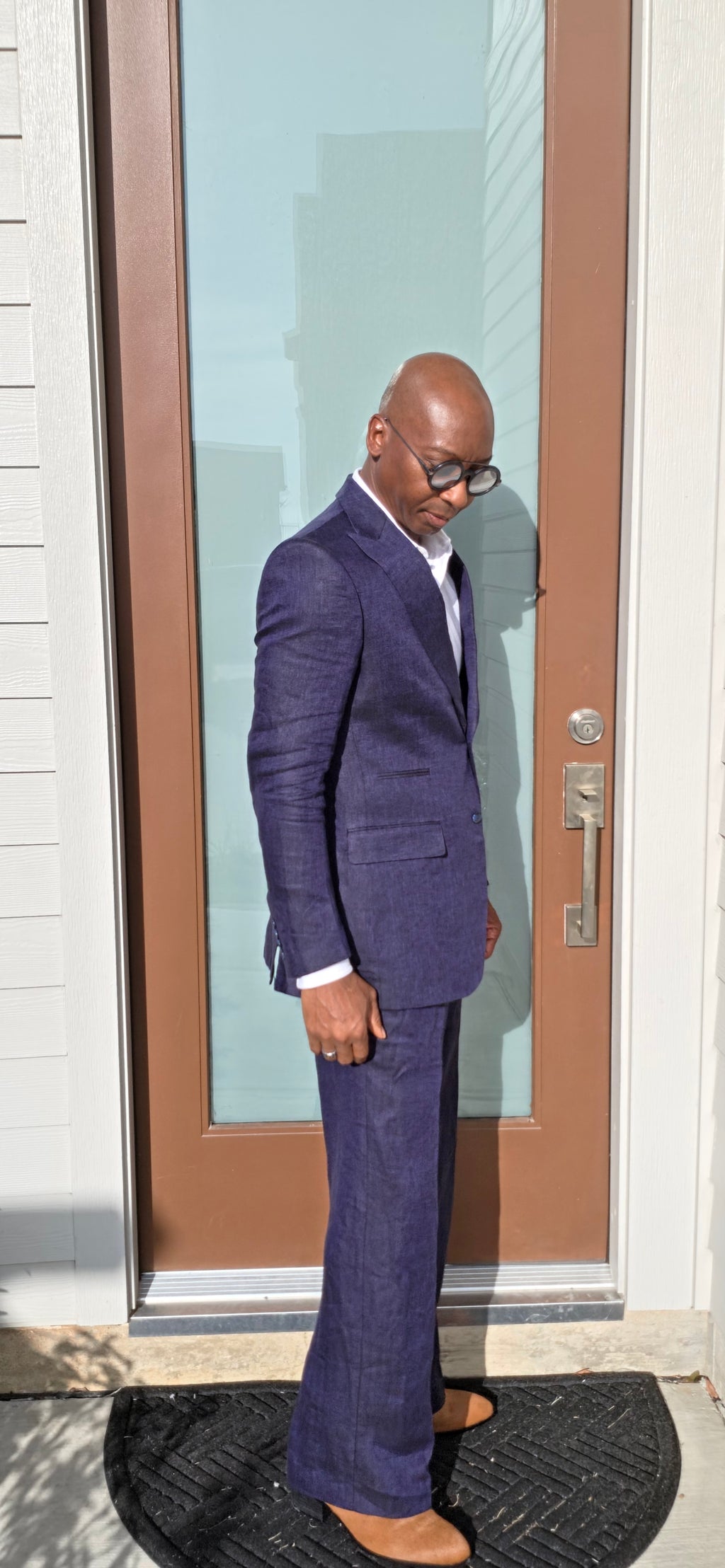 Navy Linen Suit