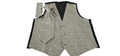 Beige Floral Cravat Vest with matching tie and pocket square on a white background