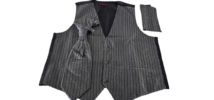 Grey striped vest on a white background