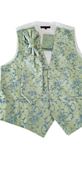 Green floral patterned vest on a white background