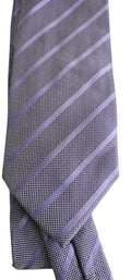 Navy tie with light purple stripes on a white background