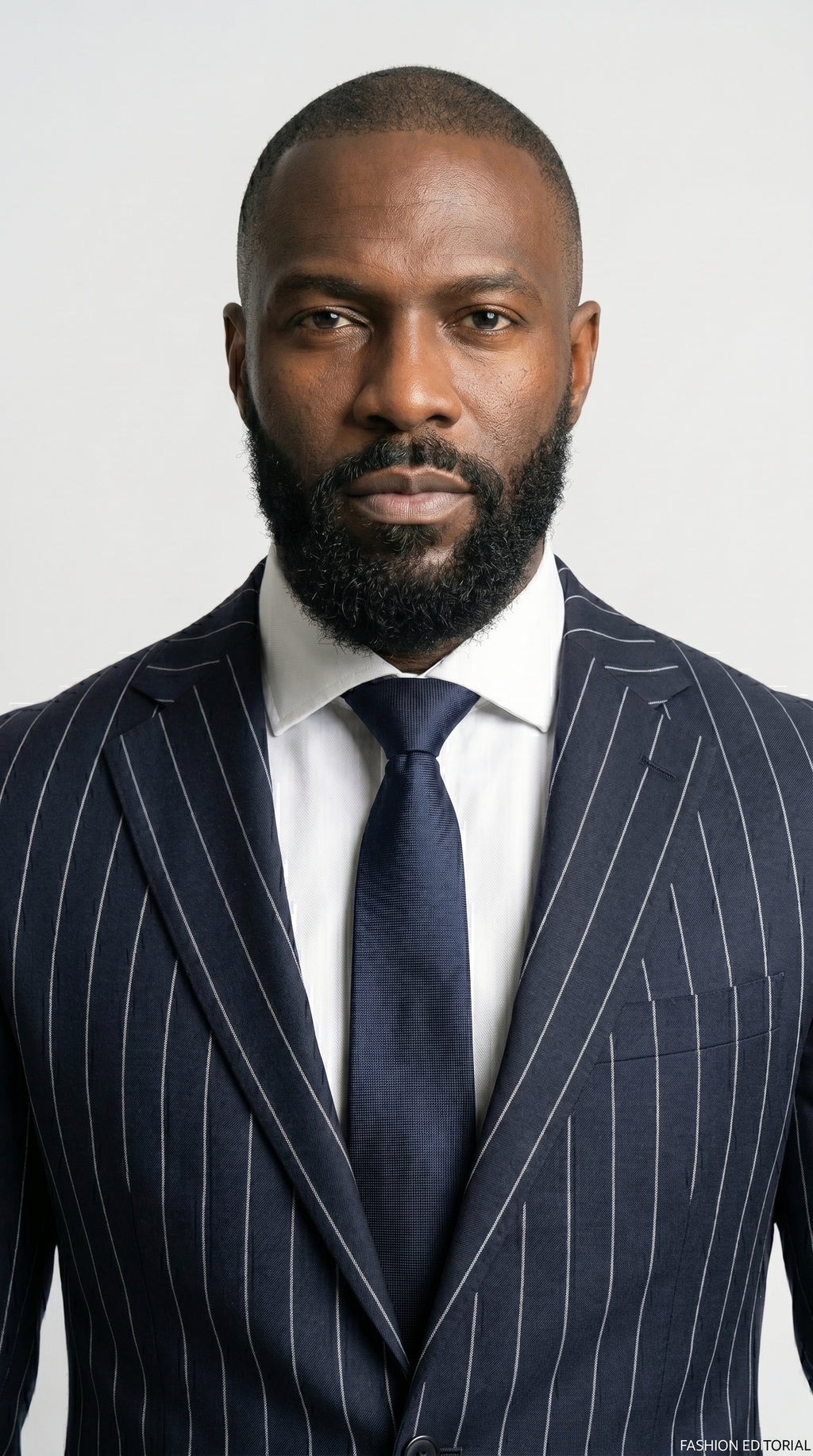 Navy Blue Suit with Stripes with white background