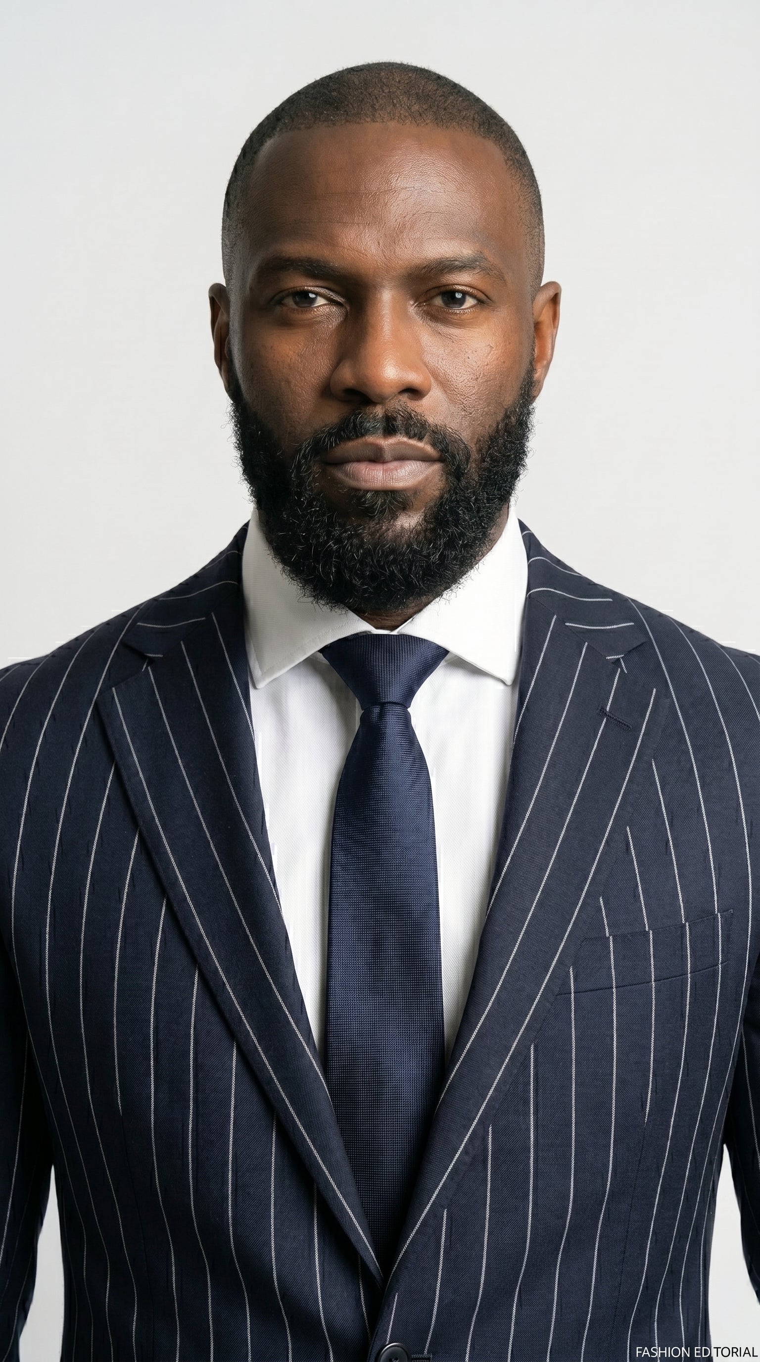 Navy Blue Suit with Stripes with white background