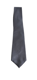 Black tie with white polka dots on a white background