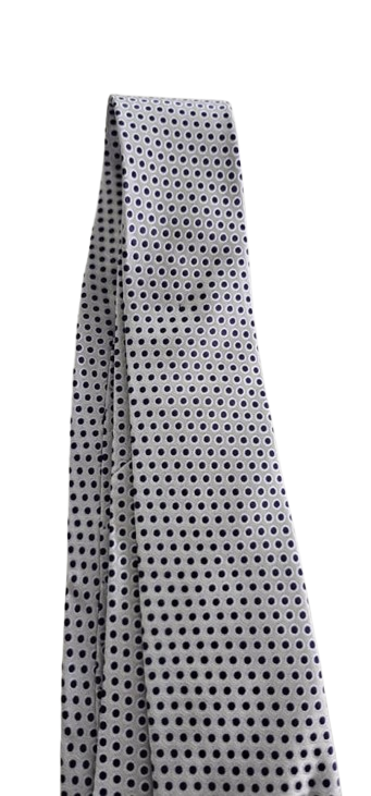 Black polka dot tie on a white background