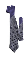 Patterned tie with purple accents on a white background