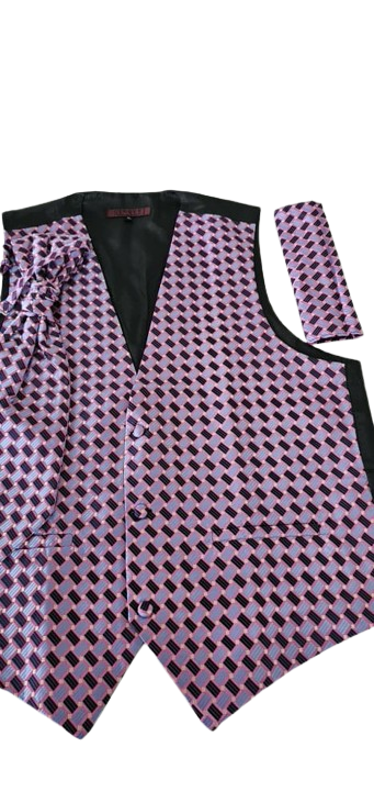 Purple checkered vest with a matching waistband on a white background
