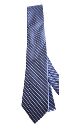 Blue striped tie on a white background