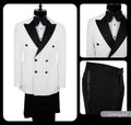 Ivory Double-Breasted Contrast Peak Lapel Tuxedo