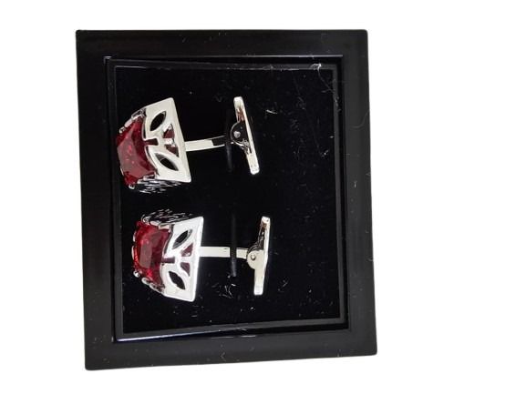 Red Gemstone Rectangular Cufflinks