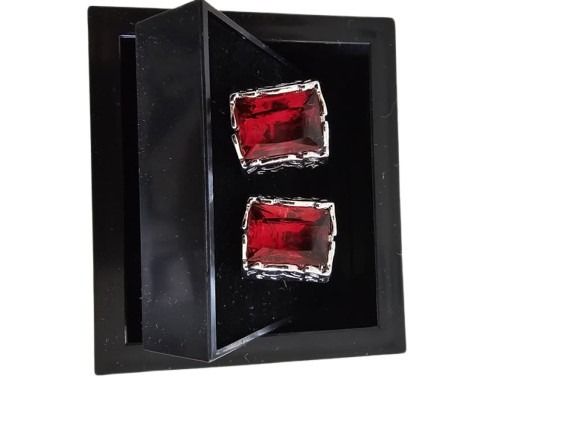 Red Gemstone Rectangular Cufflinks