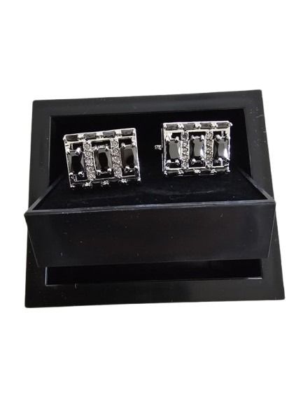 Black Onyx and Crystal Cufflinks