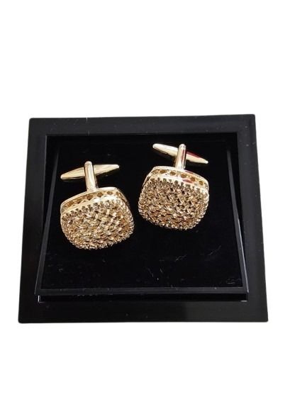 Gold Textured Square Cufflinks