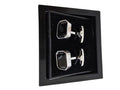 Black Rectangular Silver-Edged Cufflinks