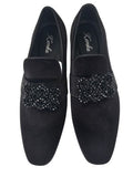 Black Velvet Loafers with Beaded Band