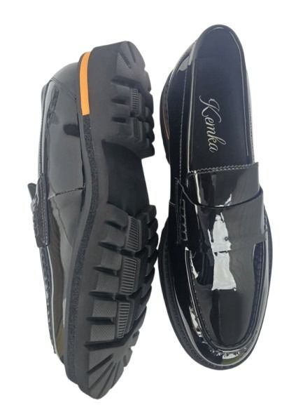 Black Patent Leather Strap Loafers