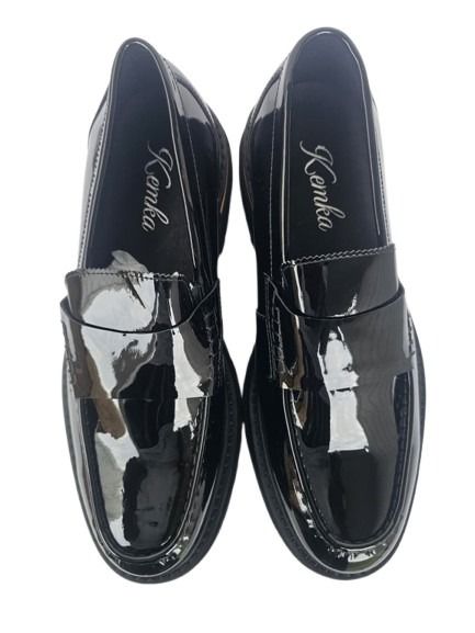 Black Patent Leather Strap Loafers