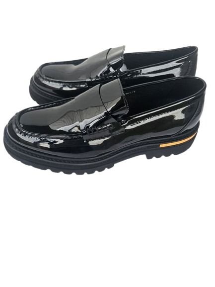 Black Patent Leather Strap Loafers