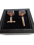 Gold Blue-Gem Grid Cufflinks