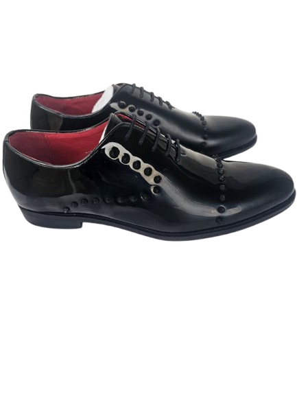Black Patent Leather Studded Dress Shoes