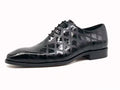 Black Patent Leather Oxford with Diamond Grid Texture