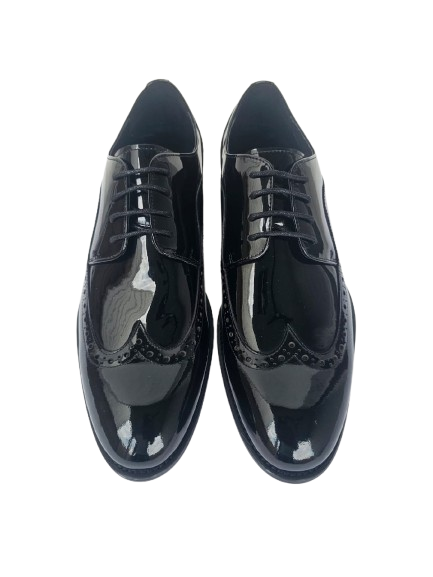Black Patent Leather Brogue Oxford