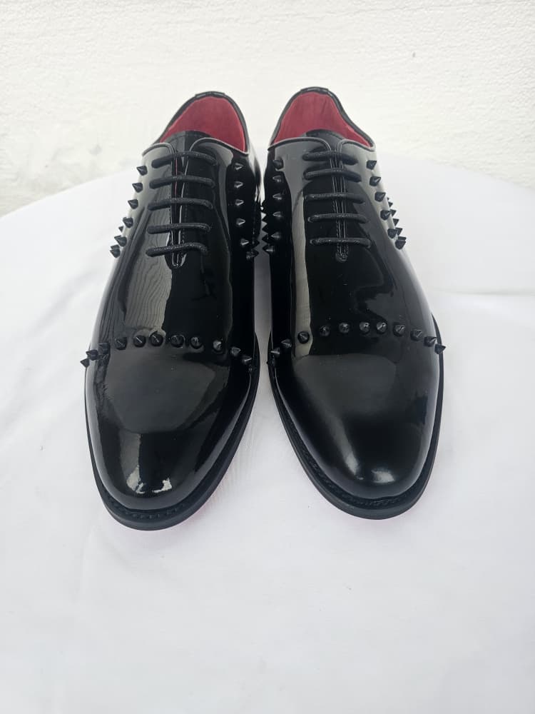 Black Patent Leather Studded Dress Shoes