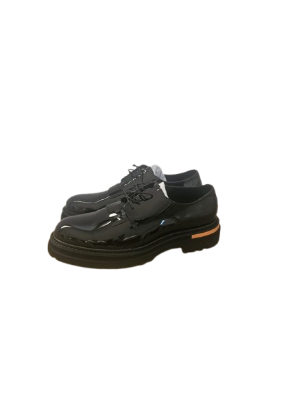 Black Patent Leather Fringe Oxford Shoes