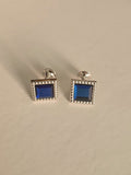 Blue Rectangular Studded Cufflinks