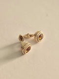 Brown Gemstone and Crystal Halo Cufflinks