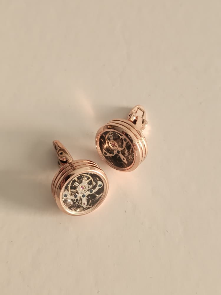 Rose Gold Skeleton Movement Cufflinks