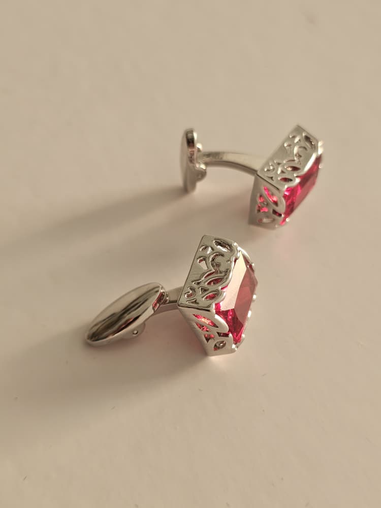 Red Gemstone Rectangular Cufflinks