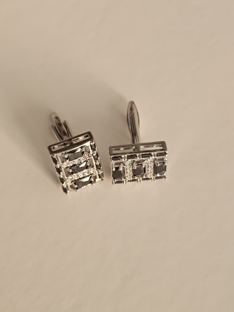 Black Onyx and Crystal Cufflinks